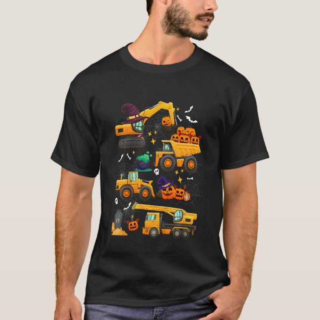 Kids Construction Vehicle Halloween Crane Truck Pu T Shirt (Framsida)