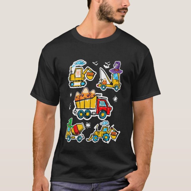 Kids Construction Vehicle Halloween Truck Candy Pu T Shirt (Framsida)