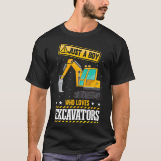 Kids Construction Vehicle Just A Boy Who Loves Exc T Shirt