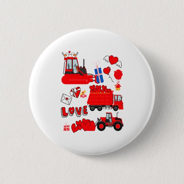 Kids Construction Vehicle Valentine Crane Truck Cu Knapp (Framsida)