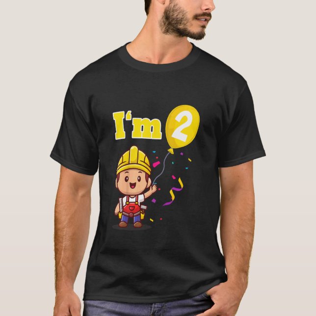 Kids Construction Worker Builder I är 2 sekunder T Shirt (Framsida)