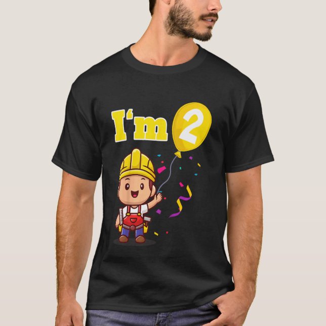 Kids Construction Worker Builder I är 2 sekunder T Shirt (Framsida)