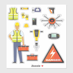 Kids Construction Worker Verktyg Klistermärken