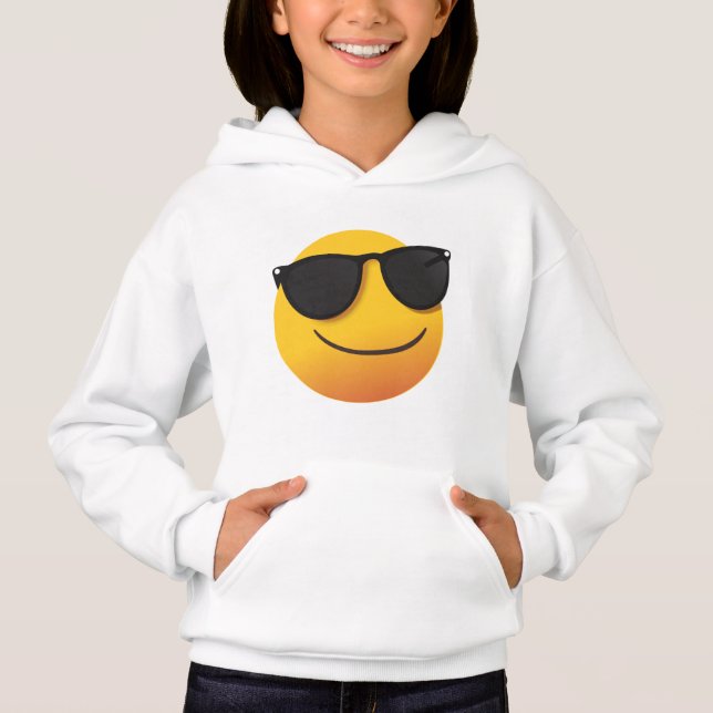 Kids Cool Smiley Hoodie | Fun Emoji Graphic Design T Shirt (Framsida)