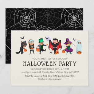 Kids Costume Party Halloween-inbjudan Inbjudningar