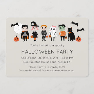 Kids Costume Party Halloween Inbjudningar
