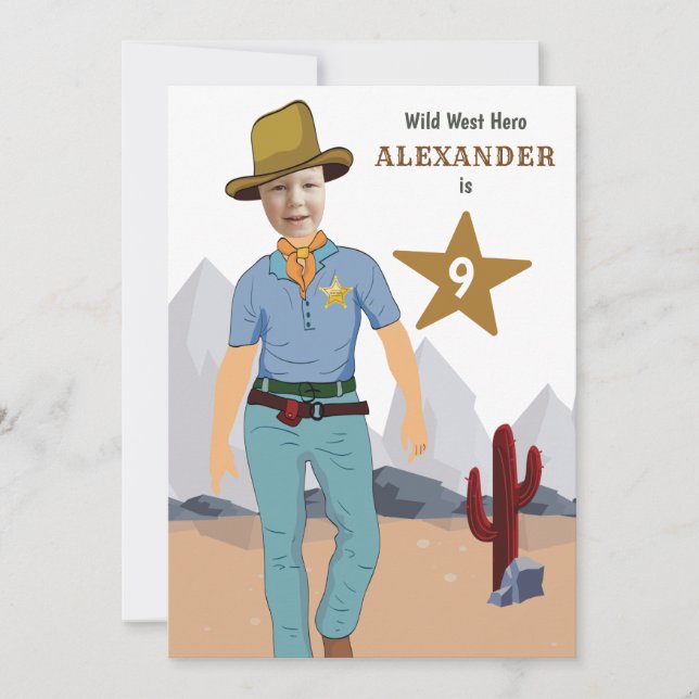Kids Cowboy Speciellare sheriff Original Lägg till Inbjudningar (Framsida)