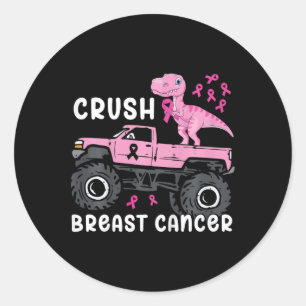 Kids Crush Breast Cancer Monster Lastbil Dinosaur  Runt Klistermärke
