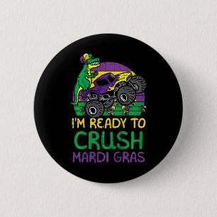 Kids Crush Mardi Gras Dino Monster Lastbil Funny T Knapp