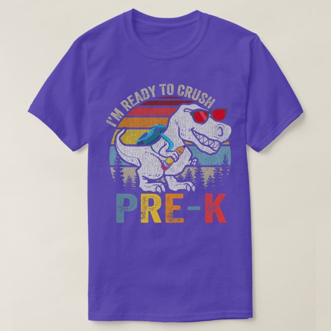 Kids Crush Pre-K Dinosaur Monster Lastbil tillbaka T Shirt (Design framsida)