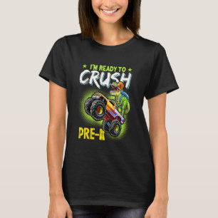 Kids Crush Pre K Dinosaur Monster Truck Tillbaka T Shirt