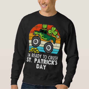 Kids Crush St patricks day Monster Lastbil Paddys Lång Ärmad Tröja