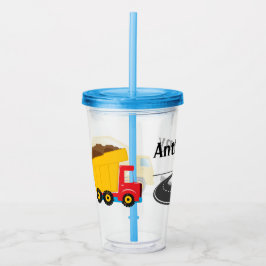 Kids Customique Construction Lastbil Acrylic Tumbl Take Away Mugg