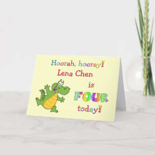 Kids Cute 4e födelsedagen personalize för flicka e Kort