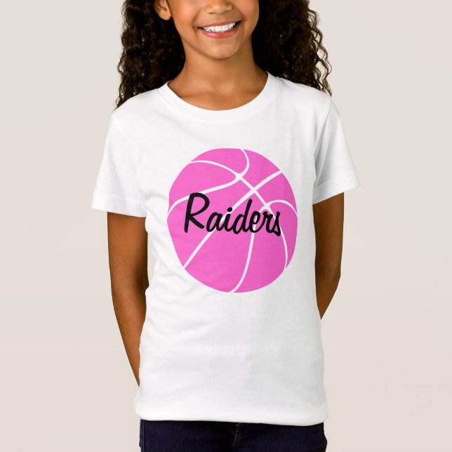 Kids Cute Anpassningsbar Rosa Basketball Shirt Tee Shirt (Framsida)