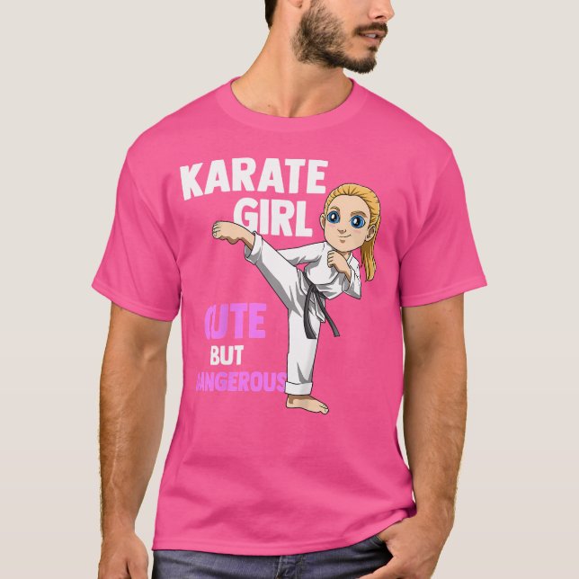Kids Cute Blonde Karate Girl T Shirt (Framsida)