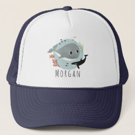 Kids Cute Blue Ocean Whale och Sea Fish Keps