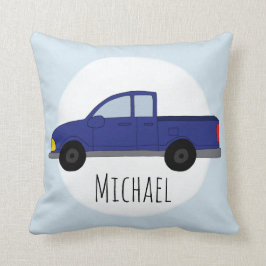 Kids Cute Blue Pickupare Lastbil Boys Namn Nursery Kudde