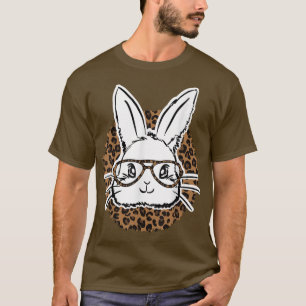 Kids Cute Bunny Ansikte Leopard Glasses Funny Bunn T Shirt