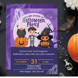 Kids Cute Costume Halloween fest Inbjudningar