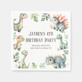 Kids Cute Dinosaur Thned Födelsedagsfest Pappersservett
