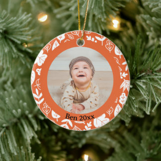 Kids Cute Fall Höst löv Oak Löv Julgransprydnad Keramik