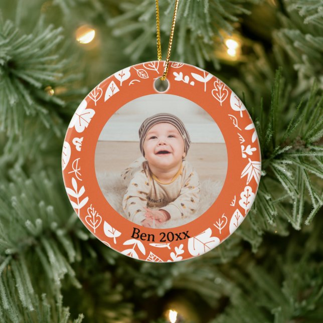 Kids Cute Fall Höst löv Oak Löv Julgransprydnad Keramik (Träd)