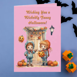 Kids Cute Funny, modern fotohalloween-kort Kort