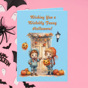 Kids Cute Funny, modern fotohalloween-kort Kort