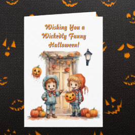 Kids Cute Funny, modern fotohalloween-kort Kort