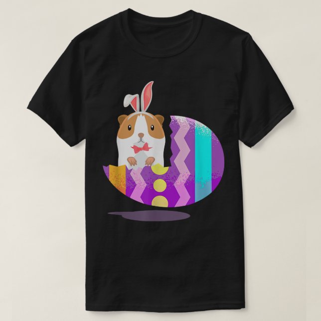Kids Cute Guinea Pig Eggs Hunting Funny Pastel Eas T Shirt (Design framsida)