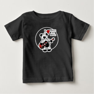 Kids Cute Guitar Nalle Rock and roll Rocker T Shirt