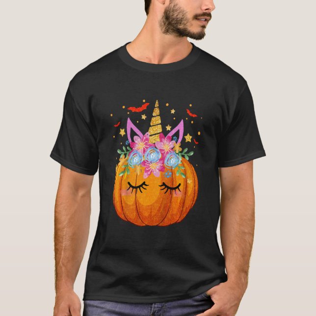 Kids Cute Halloween Thanksgiving Kid Girls Pumkin T Shirt (Framsida)