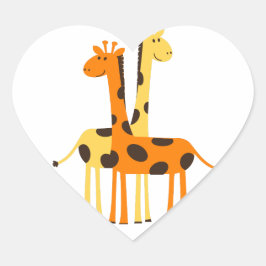 Kids Cute Jungle Giraffe Hjärtformat Klistermärke