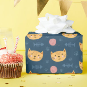 Kids Cute Kattunge Tass avtryck Boll i Ansikte Presentpapper