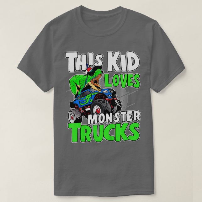 Kids Cute Monster Lastbil Boys Girls, Kid Kärlek T Shirt (Design framsida)