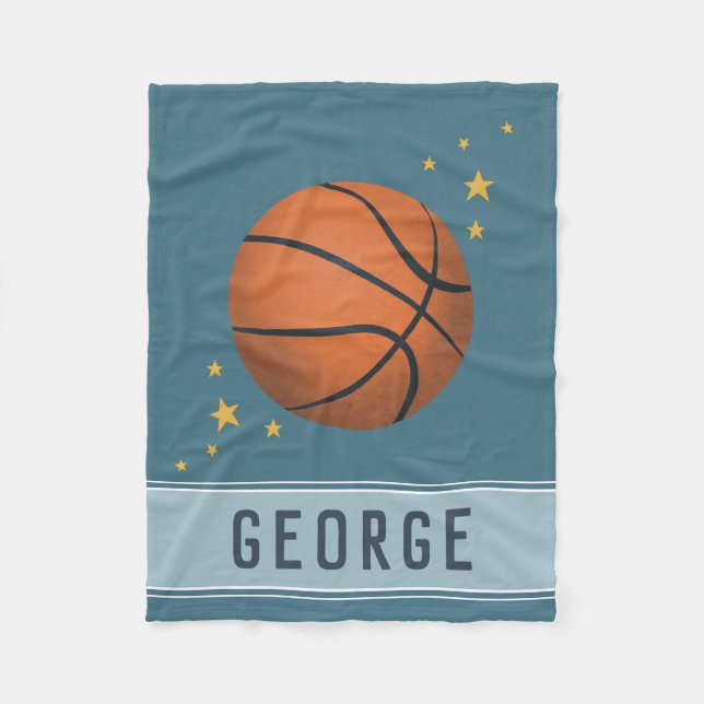 Kids Cute Navy Blue Basketball Sports Boys Fleecefilt (Framsidan)