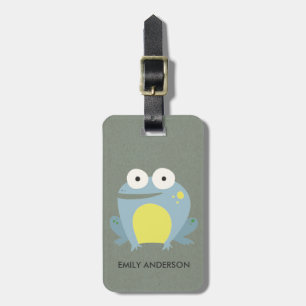 KIDS CUTE PERSONLIG BLUE GRÖNT GRÅTT BABY FROG BAGAGEBRICKA