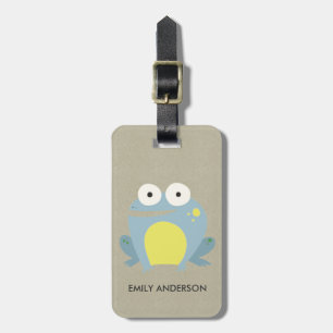 KIDS CUTE PERSONLIG BLUE KRAFT BABY FROG BAGAGEBRICKA