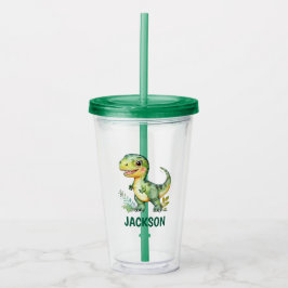 Kids Cute Personlig Dinosaur Tumbler Take Away Mugg