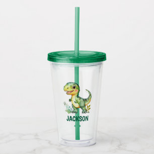 Kids Cute Personlig Dinosaur Tumbler Take Away Mugg