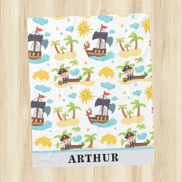Kids Cute Personlig Pirat Frakt Mönster Blanket Fleecefilt