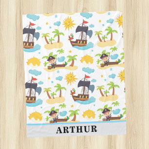 Kids Cute Personlig Pirat Frakt Mönster Blanket Fleecefilt