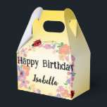 Kids Cute Polka dot Ladybug Vår Flower Birthday Presentaskar<br><div class="desc">Cute red Polka dot Ladybug Spring Flower Birthday party name</div>