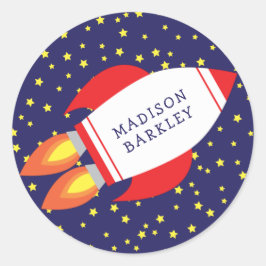 Kids Cute Rocket Frakt Namn kuvertförslutningsfäst Runt Klistermärke