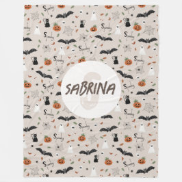 Kids Cute Spooky Halloween Fall Monogram Fleecefilt