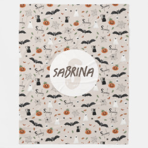 Kids Cute Spooky Halloween Fall Monogram Fleecefilt