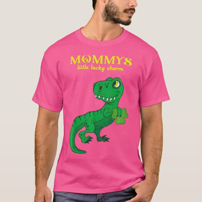 Kids Cute St patrick's day Boys Irish Dinos T Shirt (Framsida)