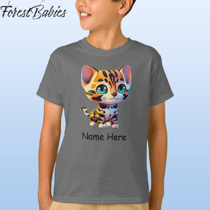 Kids Cute Wildlife Tiger Jungle Safari Kitten T Shirt