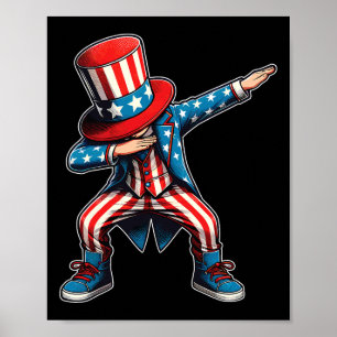 Kids Dabbing Boy American Flagga US Patriotic 4:e  Poster